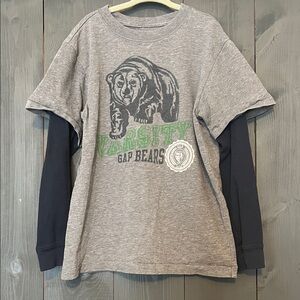 GAP Gray Bear Graphic Long Sleeve Shirt